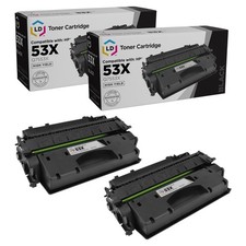 LD Compatible for HP 53X/Q7553X Set of 2 High Yield Black Toner Cartridges