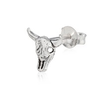 Einzelohrstecker BüFfel 925 Silber Oxidiert 9Mm Gothic Ohrring Talisman