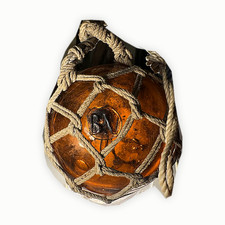 RARE Amber B.V. Biri Norwegian Glass Fishing Float 1857-1875 Antique Net