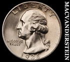 1936-S Silver Washington Quarter - Super Choice Gem Brilliant Unc++++  #K160