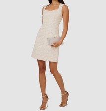 Adrianna Papell Women's Ivory Sequins Tweed Sweetheart Sleeveless Dress Size: 12