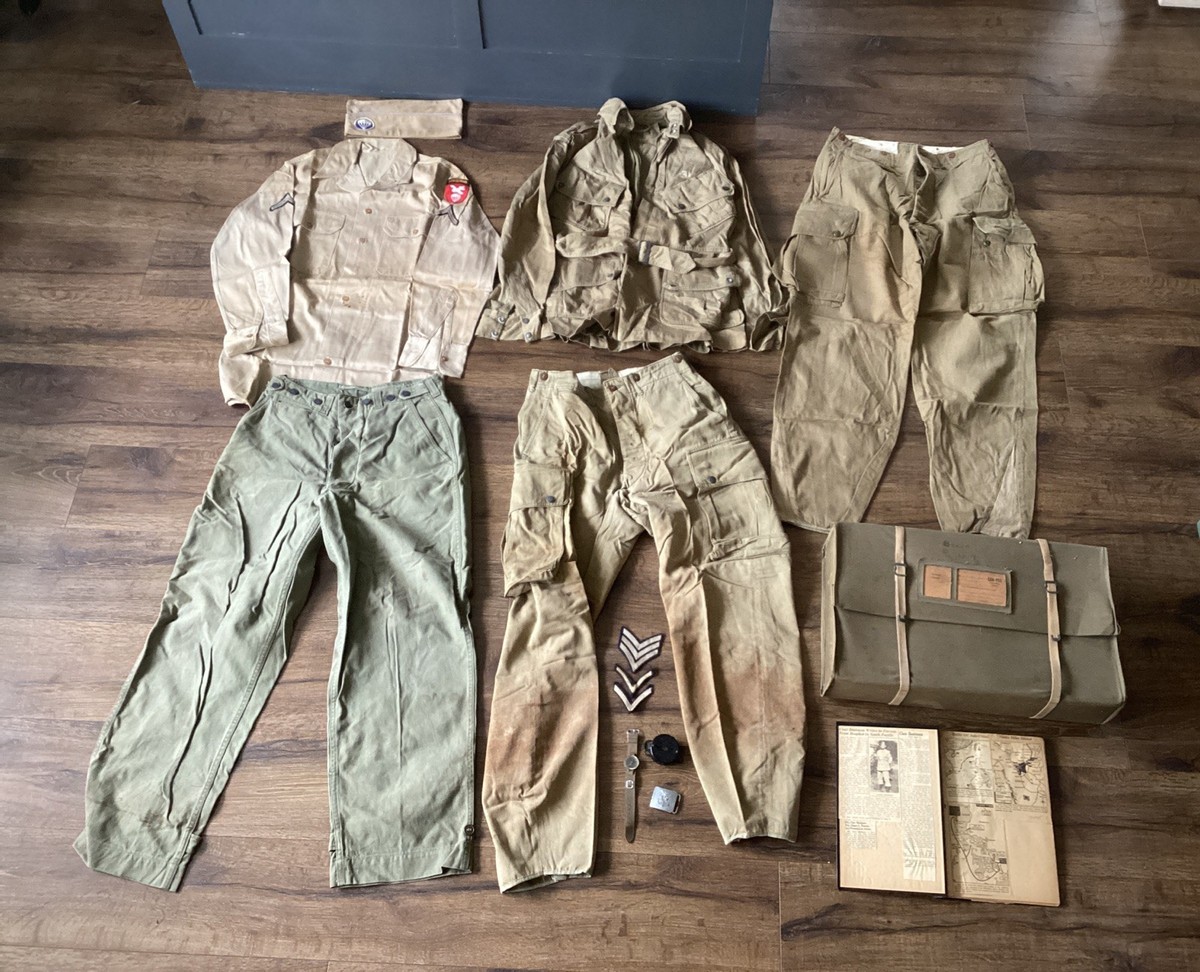 WWII Paratrooper Uniform M42 Jump Jacket Pants Compass Etc 11th