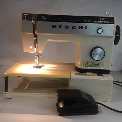 RARE Vtg NECCHI Model EX-1 Electronic Sewing Machine w/ Foot Pedal & Parts Japan