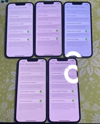 100% Battery Health! Lot of 5 Apple iPhone 14 128GB Midnight (Unlocked)