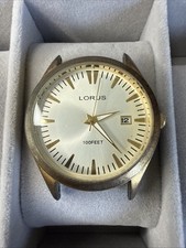 Vintage Lorus Quartz Watch LR3250 Men 30m Gold Tone Leather Date New Battery
