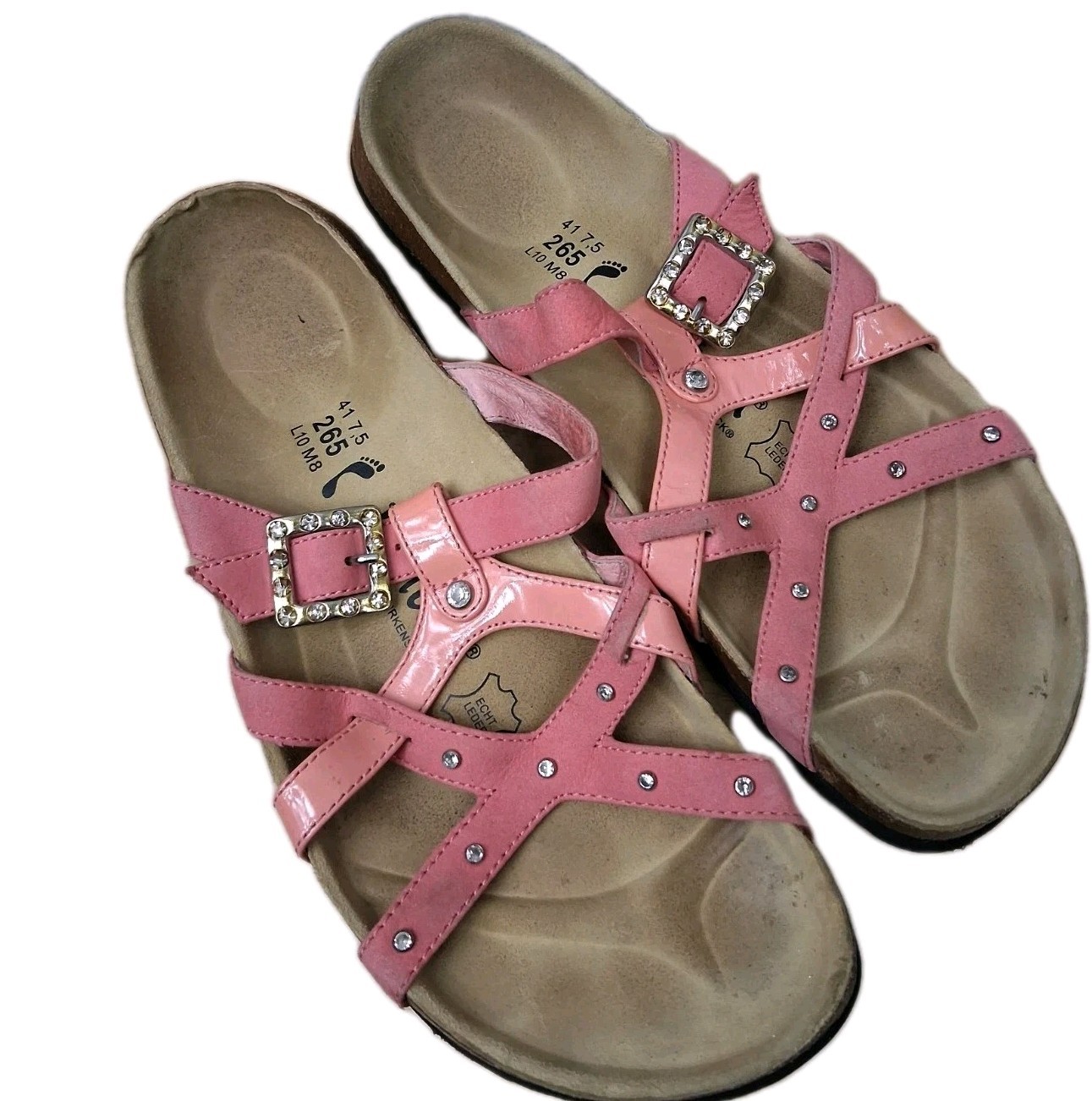 APL Sandali donna Birkenstock Betula rosa pelle cinturino strass 10
