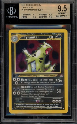 Pokemon Tyranitar Holo Neo Discovery 1st Edition 12 Bgs 9.5