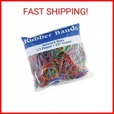 BAZIC Assorted Dimensions 227g/0.5 lbs. Rubber Bands, Multi Color