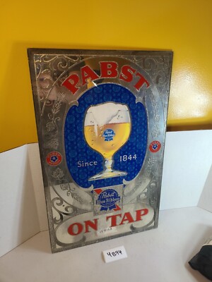 ANDEKER パブミラー Pabst パブストブルーリボン 鏡 ビンテージ rare Pabst Blue Ribbon On Tap Mirror Sign Bar Since 1844 4B 94 | eBay