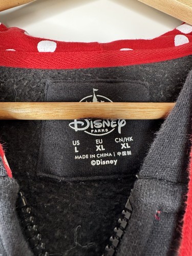 Disney Parks Hoodie Size LARGE Minnie Mouse Zip Up Jacket With Mouse Ears & Bow - Picture 2 of 8