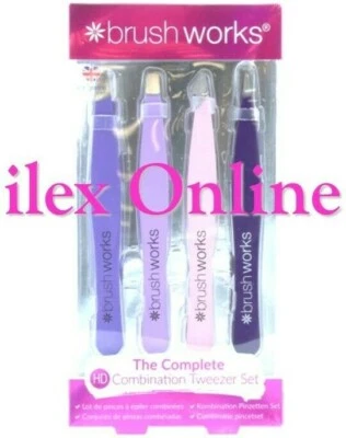 BRUSHWORKS BRUSH WORKS COMPLETE COMBINATION PASTEL TWEEZER SET - PLUCK, TWEEZ & GROOM! BNIB