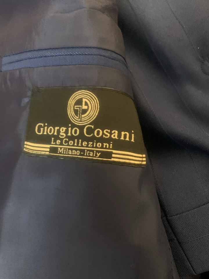 Traje de diseño italiano para hombre Giorgio Cosani azul talla 46R pantalones 34”WX28”L 3” defraudable Foto 4 de 4