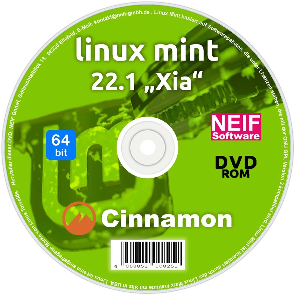 Linux Mint 22.1 "Xia" Cinnamon Deutsch auf DVD oder USB-Stick NEU 2025