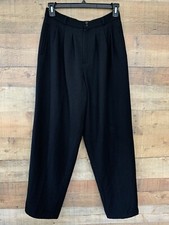 Vintage Alanni Black Wool Pleated Lined Trousers Size 12 Cozy