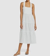 $179 Vitamin A Women's White Canyon Linen Sleeveless Maxi Dress Size XS/ US 4