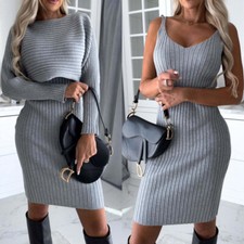 Gorgeous 2 Piece Set - Sleeveless Sweater Dress and Long Sleeved Sweater