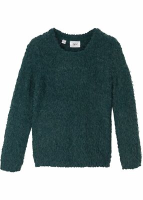 Pullover Gr. 116/122 Petrolgrün Mädchenpullover Langarm-Pulli Neu