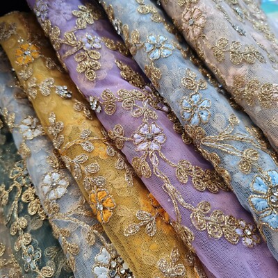 Diamanten verziert Mesh Netz Material Glitzer Glitzer Blumen Kleiderstoff 44''