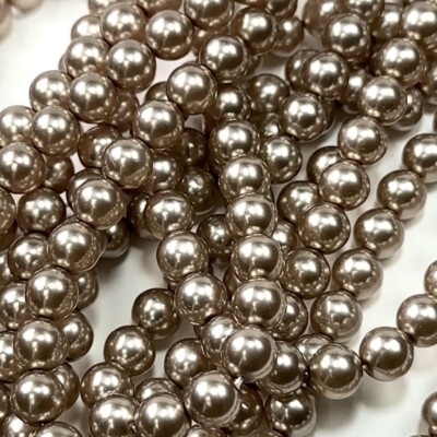 Czech Round Glass Imitation loose Pearls Light Brown nacre pearl color  2-12mm