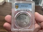 1928 P Peace Silver Dollar PCGS AU50 Key Date Flashy Gold Shield Rim Toned