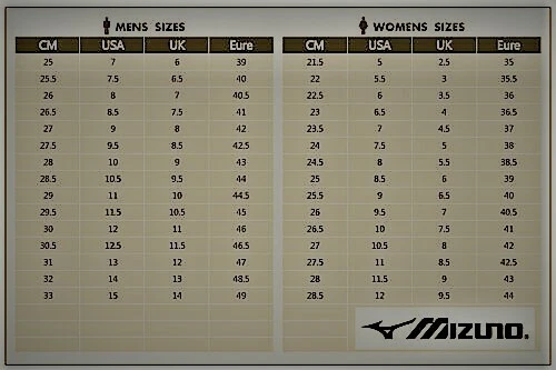 Size chart sales mizuno futsal
