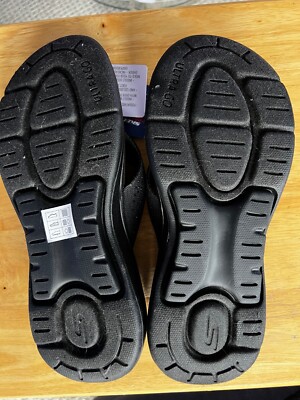 Skechers Go Walk Arch Fit Dazzle Black Thong Sandals 140228 Womens