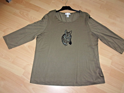 khakifarbenes  Shirt von Mona in Größe 46