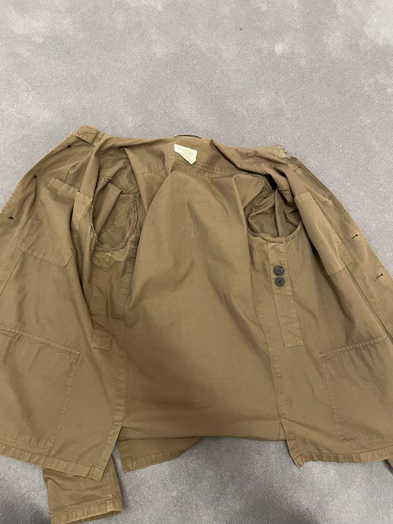 DRIES VAN NOTEN Men's Plain Button Closure Military Jacket Beige