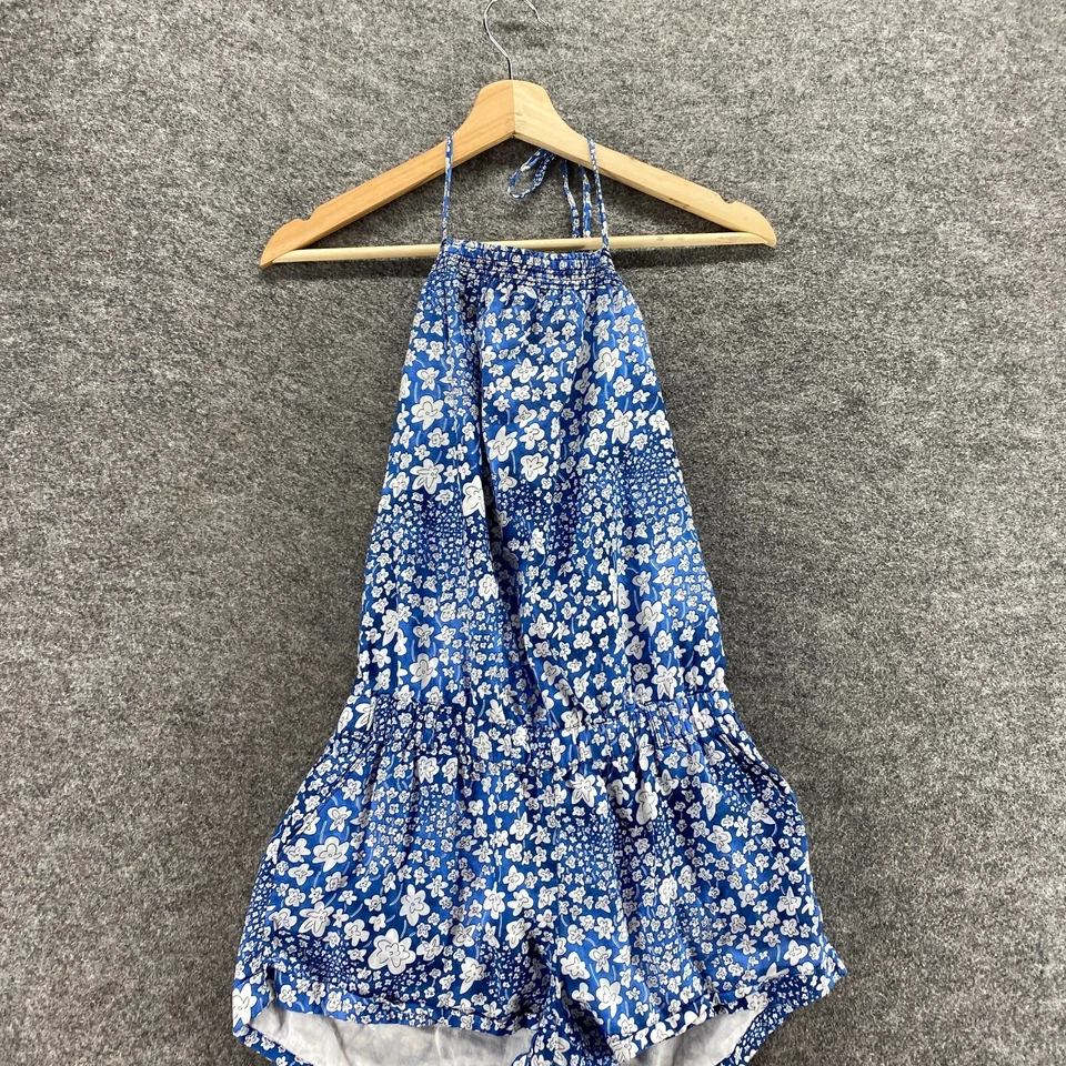 Комбинезон женский Hollister M средний синий цветочный без рукавов с бретелью через шею хлопок - Изображение 3 из 4