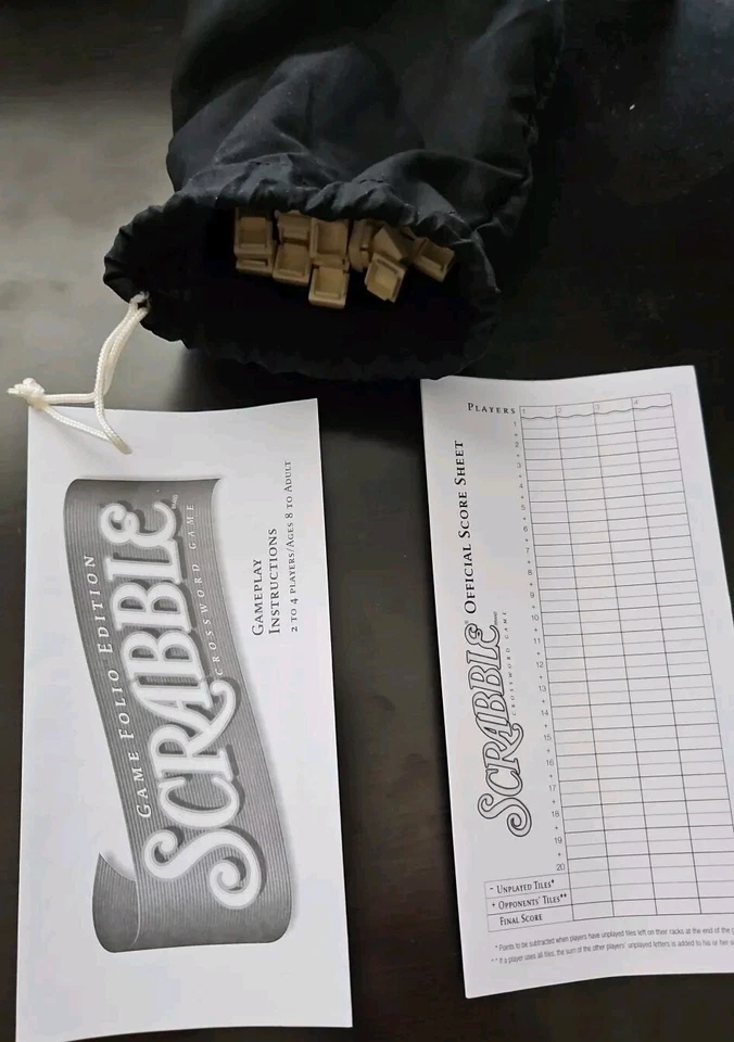 Scrabble Game Folio Edition Travel Size Zipper Case Easy Storage Snap-in Tiles - Image 2 of 3