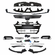 18PC For 2018-2020 Accord Sport Gloss Black Grille Mesh Molding Fog lights Bezel