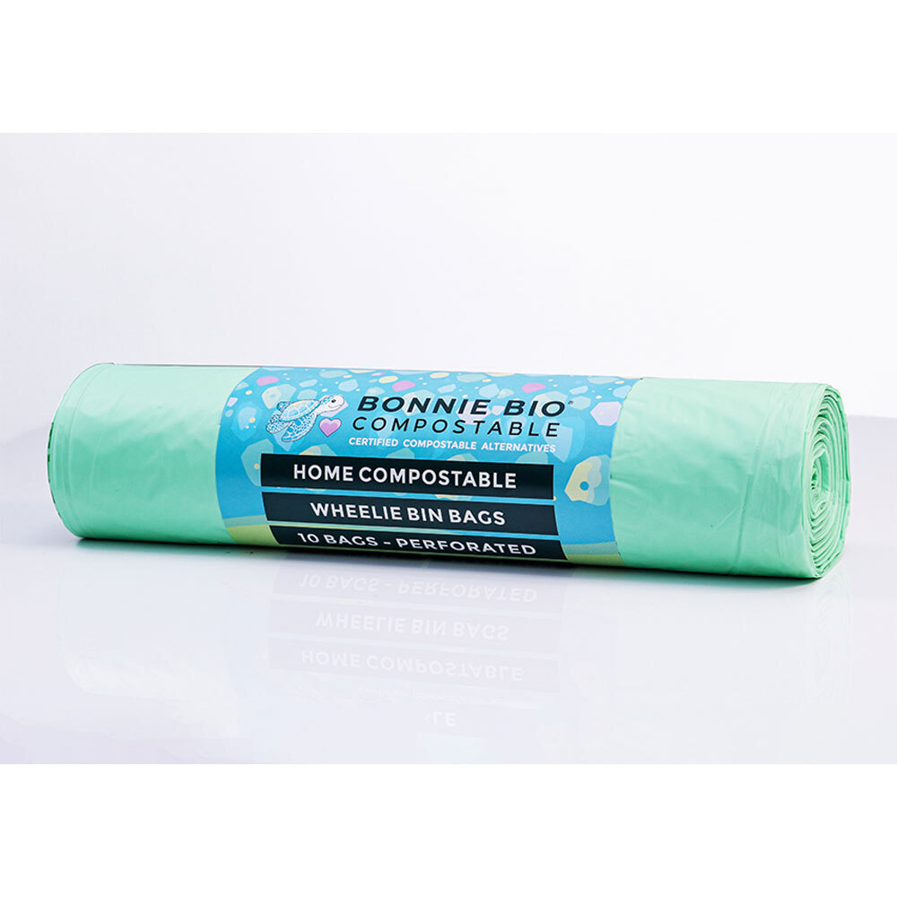 40PK Bonnie Bio Compostable 240L Wheelie Bin/Garbage Bags Green