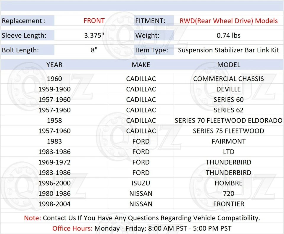 [DELANTERO (cantidad 2)] Eslabón estabilizador de suspensión para chasis comercial Cadillac 1960 Foto 2 de 4