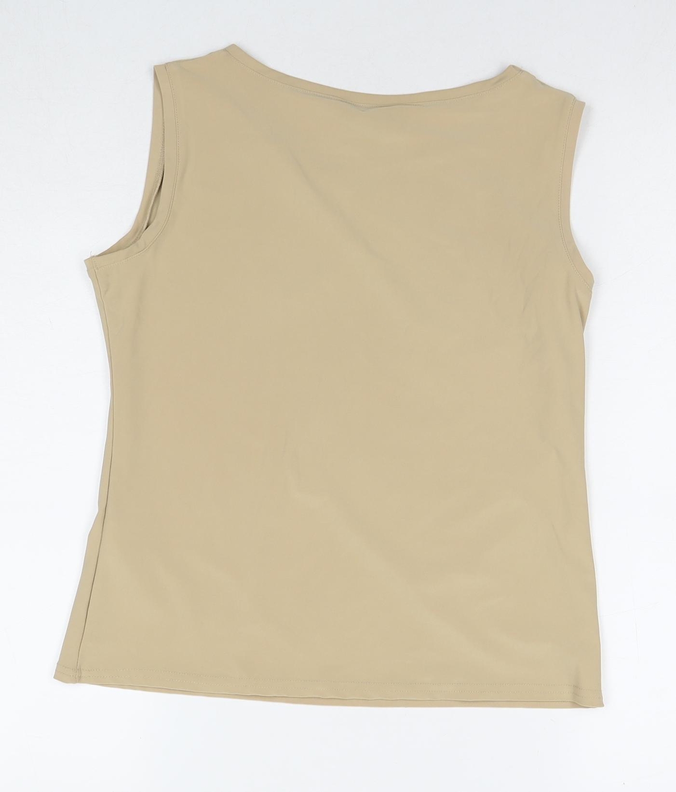 Two Tone Womens Beige Elastane Basic Tank Size 12… - image 2