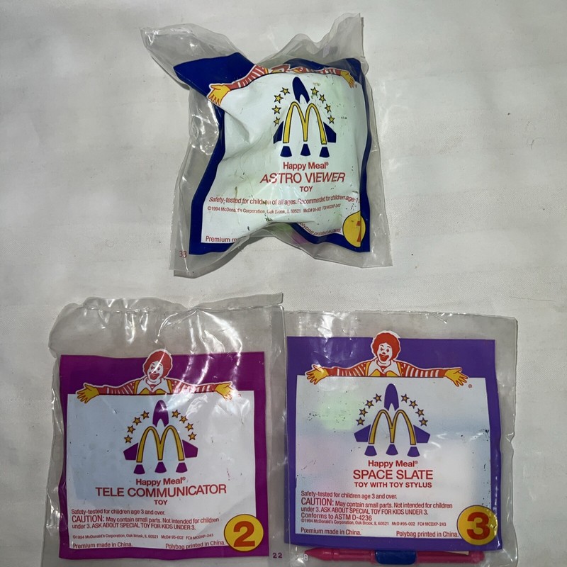 VINTAGE 1994 MCDONALDS HAPPY MEAL SPACE RESCUE TOYS - 3 COUNT - NEW IN PACKAGE