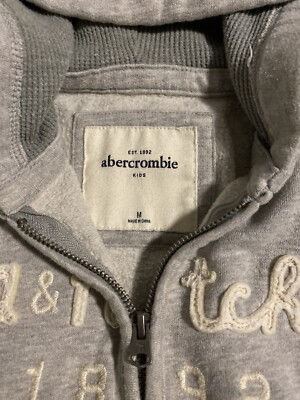 ABERCROMBIE KIDS a & fitch 1892 Gray FULL ZIP HOODIE HOODED