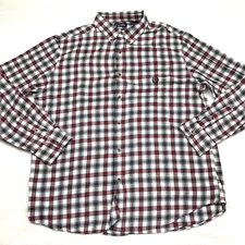 CHAPS Brushed Flannel Shirt Men XL Red Black Check Plaid Light Academia Grunge