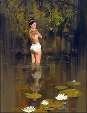 Mystery Woman in Water 8.5x11" Photo Print Robert McGinnis Paperback Cover Art