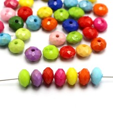 120 Mixed Bright Color Acrylic Faceted Rondelle Beads 6X10mm Spacer Beads