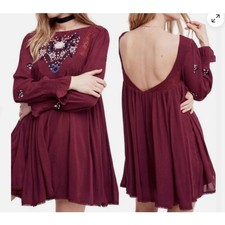 Free People Women's Embroidered Mohave Moya Mini Dress In Plum XS