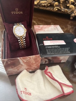 Tudor Monarch Watch 15633 Silver Gold White Dial