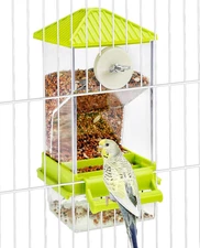 Automatic Bird Feeder No Mess Bird Cage Feeder Seed Food Container with Perch Tr