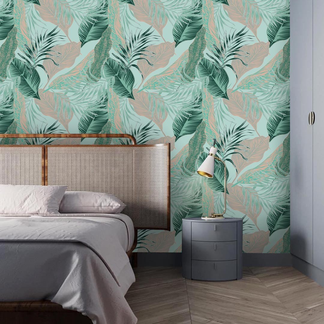 3D Green Plants Leaves Pattern Wall Murals Wallpaper Murals Wall Sticker