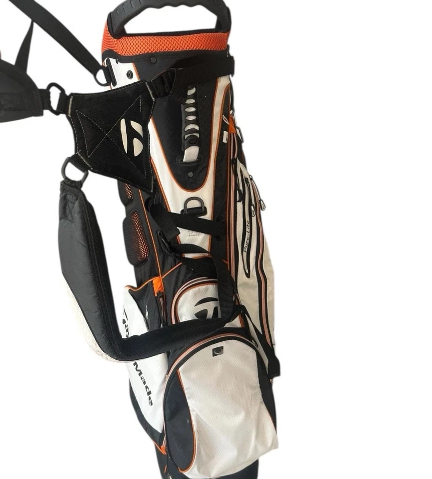 TaylorMade Pure Lite Stand Carry Bag White Black Orange 5 Way Golf Bag Raincover - Image 4 of 4