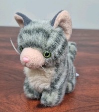 Geppeddo Axis Corp Gray Stripe Mini Plush Kitty Cat Beanie Bundles Green Eyes
