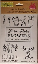 Crafter s Square rub on transfers/black/Farm Fresh Flowers-1 sheet