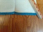set of 6  huck?cotton linen blend vintage towels 36 by 19 in with blue crochet — photo 3