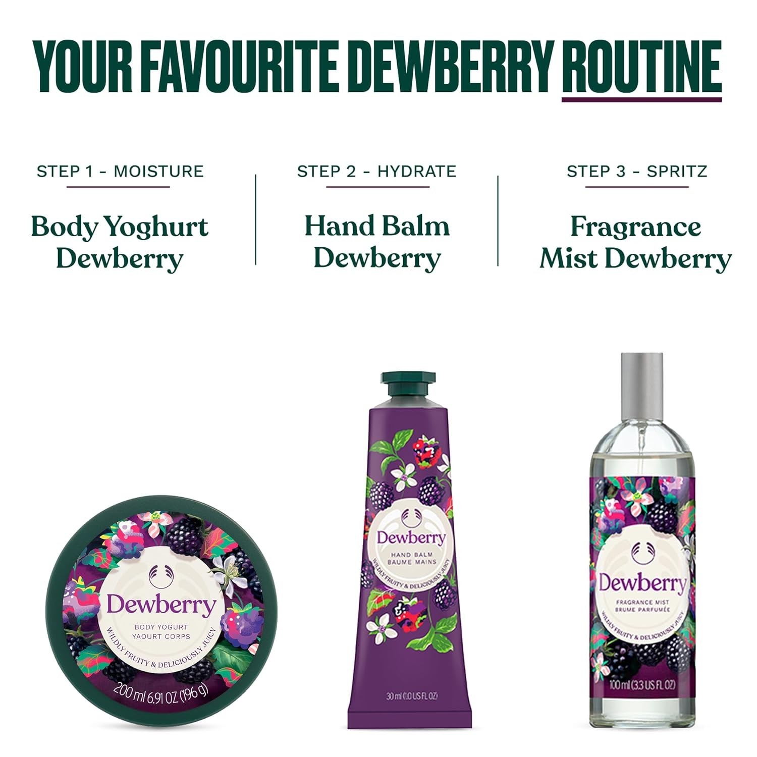 The Body Shop Dewberry Fragrance Mist 100ml Refreshing Body Spray