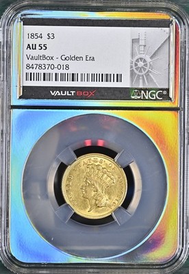 1854 $3 Gold Indian Princess NGC AU 55 BX10-8 | eBay