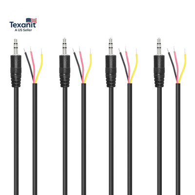 Replacement 3.5Mm Male Plug to Bare Wire Open End 1/8'' TRS 3 Pole Stereo Audio C